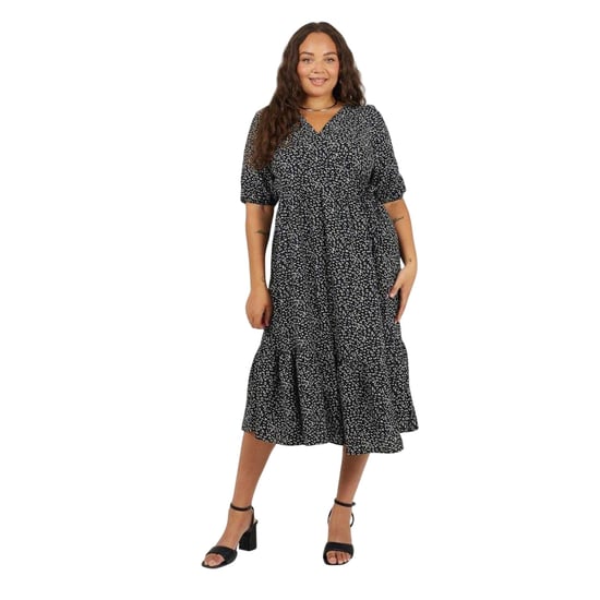 Brave Soul - Wickelkleid für Damen, Puffärmel (Schwarz/Weiß) - Image 1