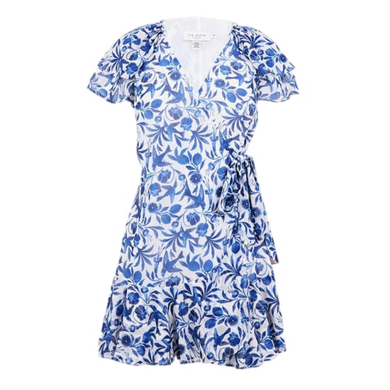 Ted Baker - Wickelkleid für Damen, V-Ausschnitt, gewebter Stoff (Blau) - Image 2