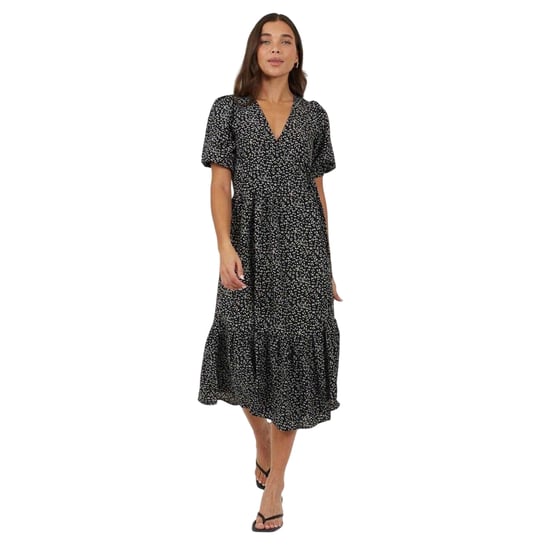Brave Soul - Wickelkleid für Damen, Puffärmel (Schwarz/Weiß) - Image 1