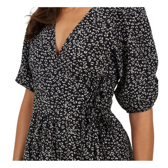 Brave Soul - Wickelkleid für Damen, Puffärmel (Schwarz/Weiß) - Image 4