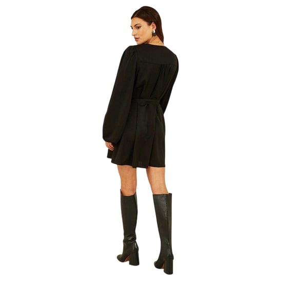 Mela London - Mini Shirt Dress für Damen, V-Ausschnitt, Ballonärmel (Schwarz) - Image 2