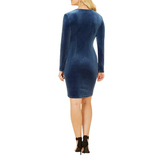Mela London - Wickelkleid für Damen, Samt, Langärmlig (Blau) - Image 2