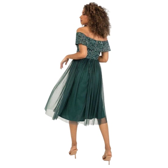 Maya Deluxe - Midikleid für Damen, Schulterfrei, kurzärmlig (Smaragd) - Image 2