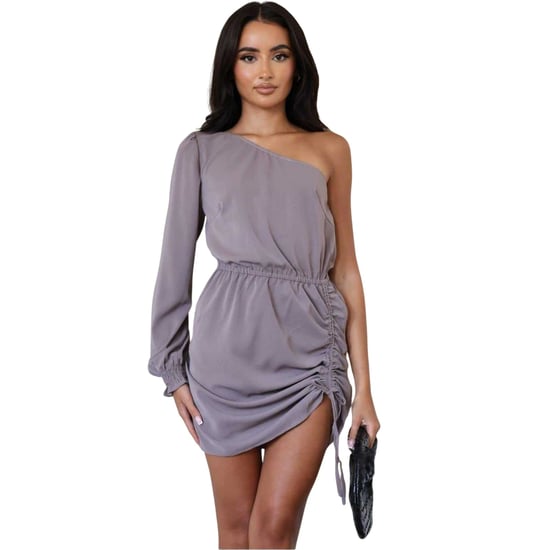 AX Paris - Minikleid für Damen, Geraffte Seite, Ein Ärmel (Graubeige) - Image 2