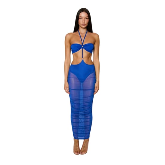 Honeyz - Bodycon Kleid für Damen, Neckholder, Netzmaterial (Blau) - Image 3