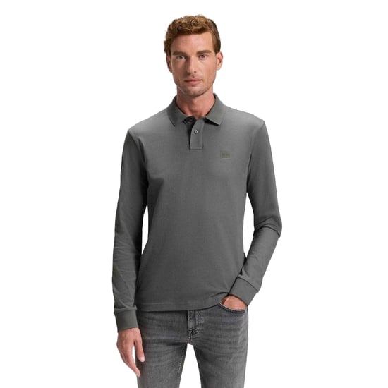 Boss - "Passerby" Poloshirt für Herren, Schmal, Langärmlig (Grau) - Image 1