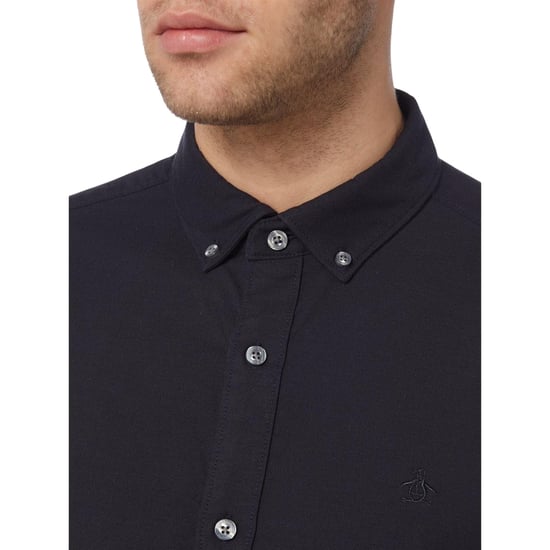 Original Penguin Herren Sticker Pete EcoVero Langarmhemd (Dunkelsaphir) - Image 3