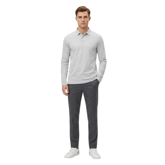 Boss - "Pirol" Poloshirt für Herren, Langärmlig (Hellgrau) - Image 4