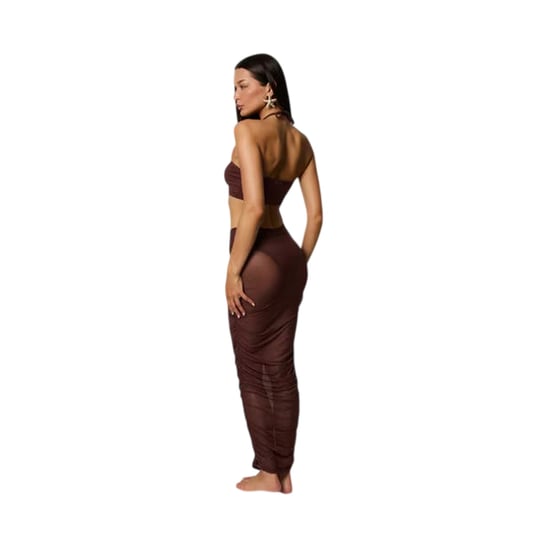 Honeyz - Bodycon Kleid für Damen, Neckholder, Netzmaterial (Braun) - Image 2