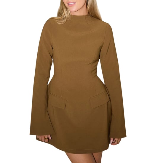 Odd Muse - Minikleid für Damen, Ausgestellt, Langärmlig (Oliv) - Image 1