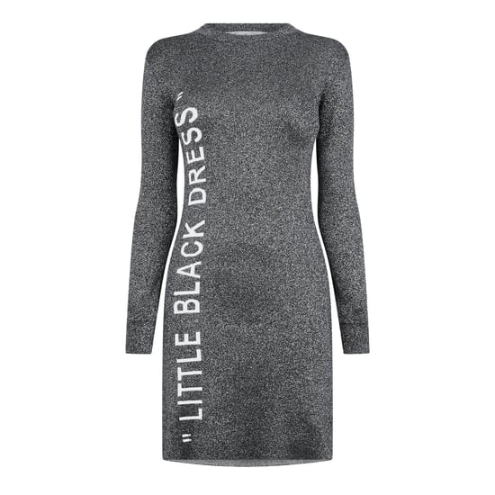 Off White - Bodycon Kleid für Damen, Rundhalsausschnitt (Silber/Weiß) - Image 1