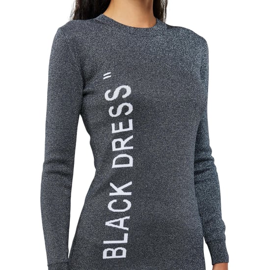 Off White - Bodycon Kleid für Damen, Rundhalsausschnitt (Silber/Weiß) - Image 3