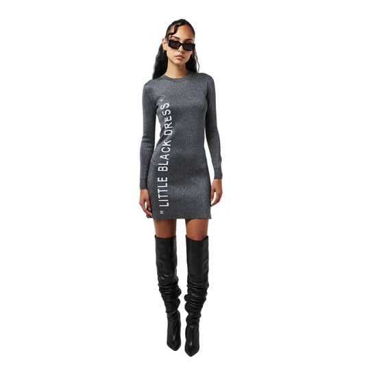 Off White - Bodycon Kleid für Damen, Rundhalsausschnitt (Silber/Weiß) - Image 4