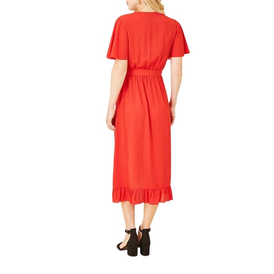 Mela London - Wickelkleid für Damen, Flatter-Ärmel (Rot) - Image 3