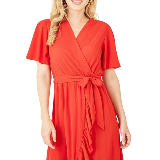 Mela London - Wickelkleid für Damen, Flatter-Ärmel (Rot) - Image 4