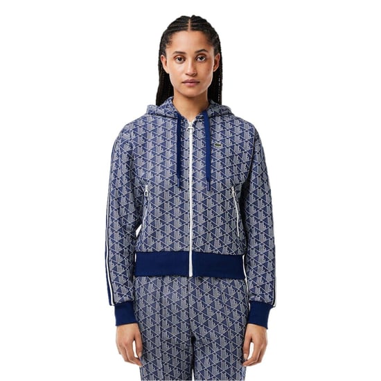 Lacoste - Hoodie mit durchgehendem Reißverschluss für Damen, gerippt, Regulär (Methyl-Blau) - Image 1