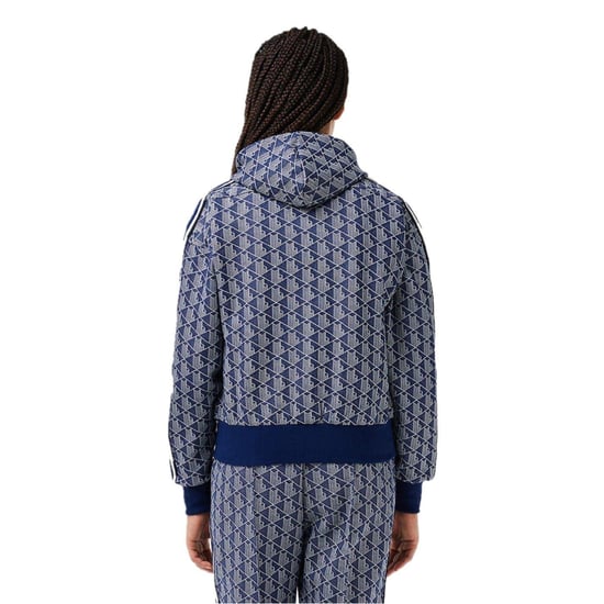 Lacoste - Hoodie mit durchgehendem Reißverschluss für Damen, gerippt, Regulär (Methyl-Blau) - Image 2