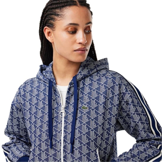 Lacoste - Hoodie mit durchgehendem Reißverschluss für Damen, gerippt, Regulär (Methyl-Blau) - Image 3