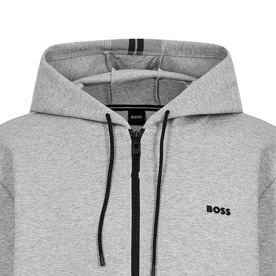 Boss - Hoodie mit durchgehendem Reißverschluss für Herren, Sport, Stretch (Silber) - Image 3