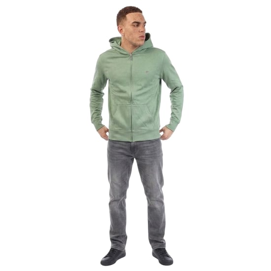 Gant - Hoodie mit durchgehendem Reißverschluss für Herren, Baumwolle (Grün) - Image 3