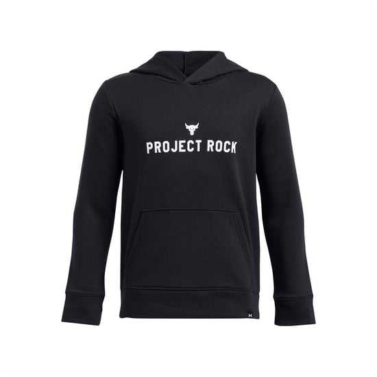 Under Armour - "Project Rock Rival" Hoodie zum Überziehen für Kinder, Baumwollmischung (Schwarz) - Image 1