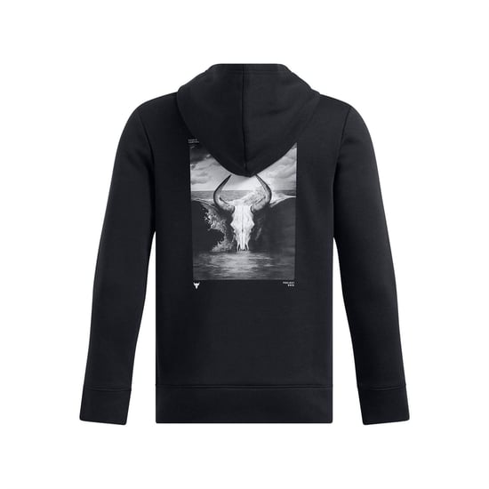 Under Armour - "Project Rock Rival" Hoodie zum Überziehen für Kinder, Baumwollmischung (Schwarz) - Image 2