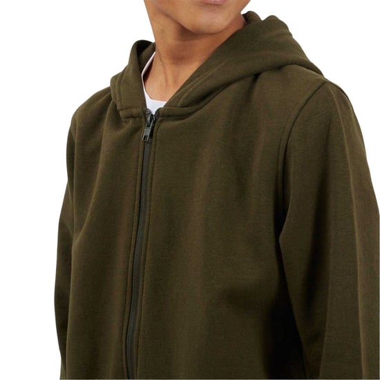 Brave Soul - Hoodie mit durchgehendem Reißverschluss für Jungen, Gerippter Ärmelaufschlag (Khaki) - Image 3