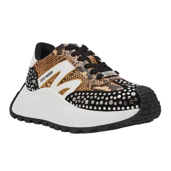 Steve Madden - Schlangenmuster Sneaker für Damen, Plattform-Absatz (Weiß/Schwarz/Braun) - Image 1