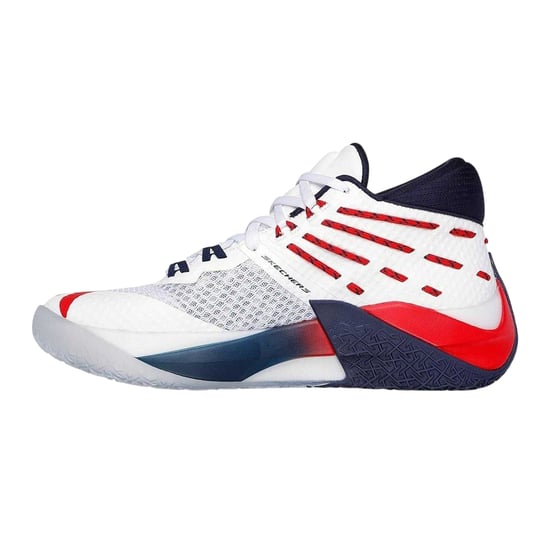 Skechers - Basketball Schuhe für Herren, Netzmaterial (Weiß/Rot) - Image 2