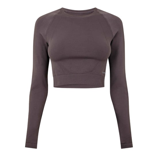 USA Pro - Kurzes Top für Damen, Nahtlos, Langärmlig (Espresso-Braun) - Image 2