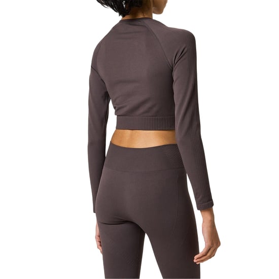 USA Pro - Kurzes Top für Damen, Nahtlos, Langärmlig (Espresso-Braun) - Image 3