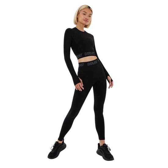 Everlast - Kurzes Top für Damen, Nahtlos, Langärmlig (Samtschwarz) - Image 4