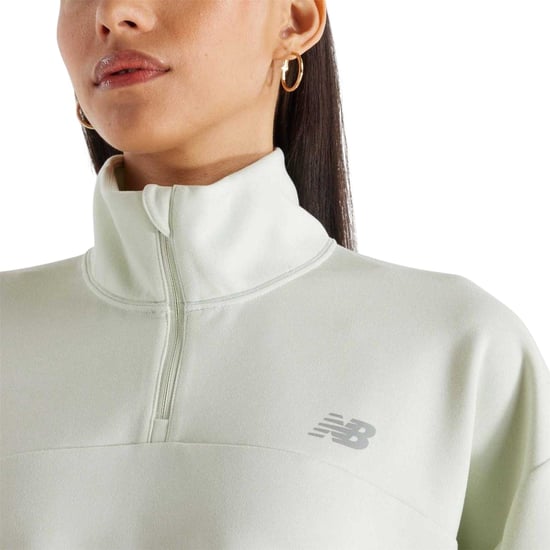 New Balance - Sweatshirt für Damen, mit kurzem Reißverschluss, Jerseyware, Übergroß (Minzgrün) - Image 4