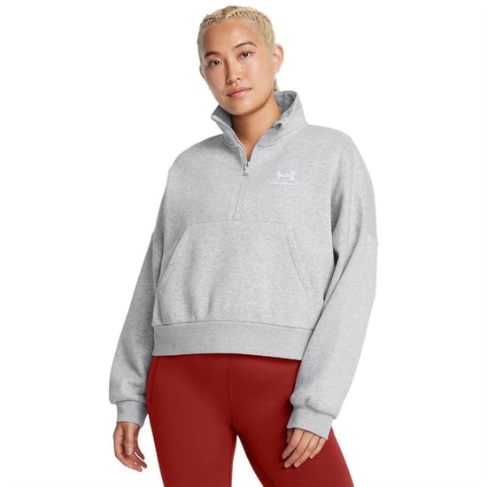 Under Armour - "Icon" Fleece-Oberteil für Damen, mit halbem Reißverschluss, Übergroß (Grau) - Image 3