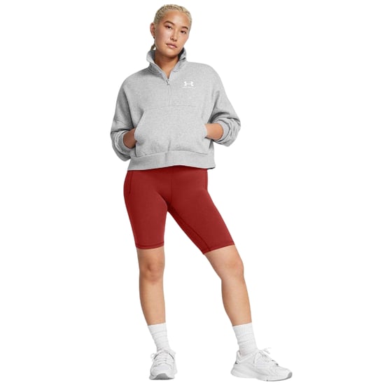Under Armour - "Icon" Fleece-Oberteil für Damen, mit halbem Reißverschluss, Übergroß (Grau) - Image 5