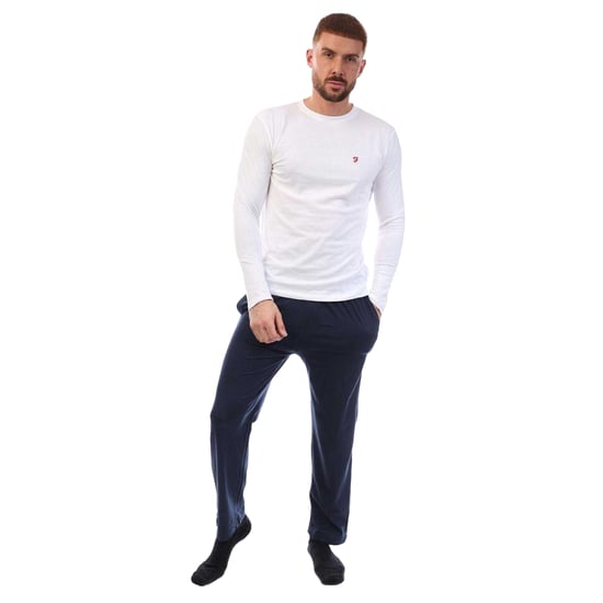 Farah - Loungewear Set für Herren, Baumwolle, Langärmlig (Weiß/Marine) - Image 2