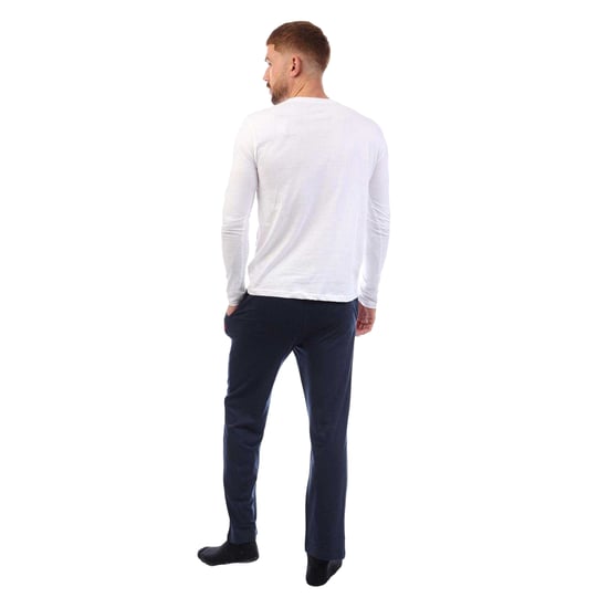 Farah - Loungewear Set für Herren, Baumwolle, Langärmlig (Weiß/Marine) - Image 3