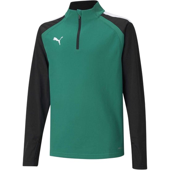 Puma - "TeamLIGA" Fleece-Oberteil für Kinder, mit kurzem Reißverschluss (Grün) - Image 1