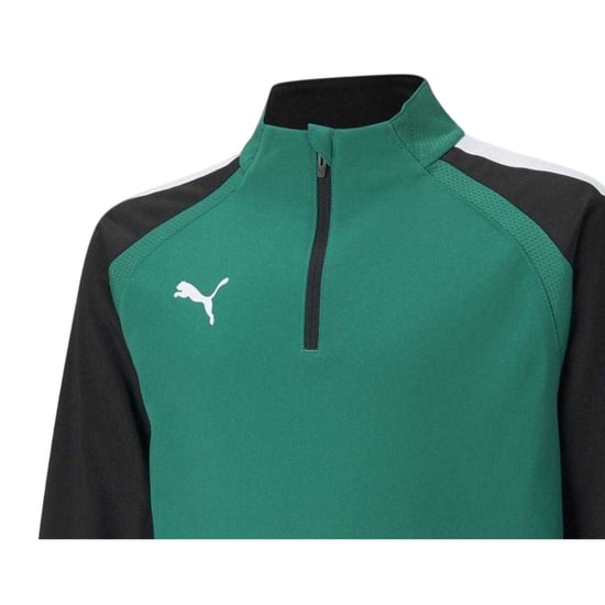 Puma - "TeamLIGA" Fleece-Oberteil für Kinder, mit kurzem Reißverschluss (Grün) - Image 3