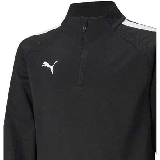 Puma - "TeamLIGA" Fleece-Oberteil für Kinder, mit kurzem Reißverschluss (Schwarz) - Image 3