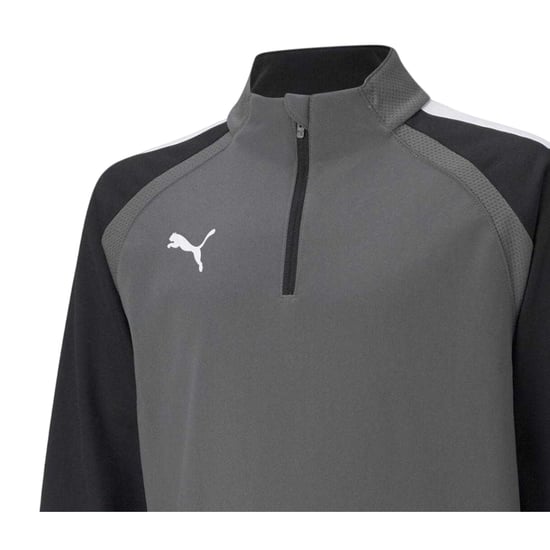 Puma - "TeamLIGA" Fleece-Oberteil für Kinder, mit kurzem Reißverschluss (Grau) - Image 3