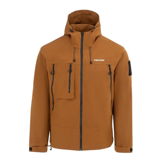 Firetrap - Windjacke für Herren, mit Kapuze, winddicht (Braun) - Image 1