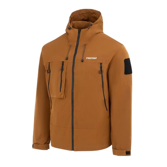 Firetrap - Windjacke für Herren, mit Kapuze, winddicht (Braun) - Image 3
