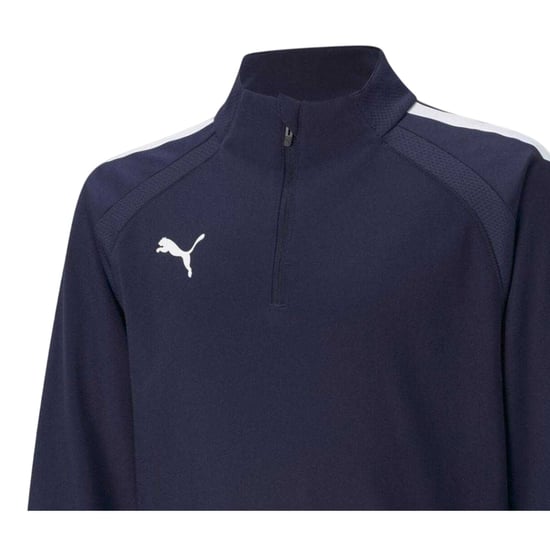Puma - "TeamLIGA" Fleece-Oberteil für Kinder, mit kurzem Reißverschluss (Marine) - Image 3