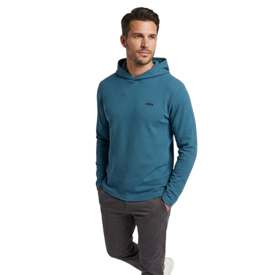 Boss - Schlafanzug-Oberteil für Herren, mit Kapuze, Langärmlig (Blau) - Image 4
