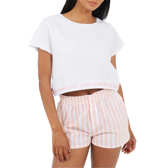 Brave Soul - "Weekend Mode" Schlafanzug mit Shorts für Damen (Weiß/Pfirsich) - Image 2