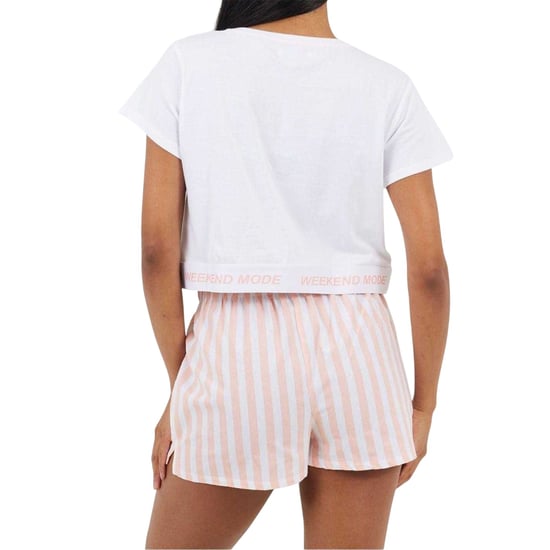 Brave Soul - "Weekend Mode" Schlafanzug mit Shorts für Damen (Weiß/Pfirsich) - Image 3