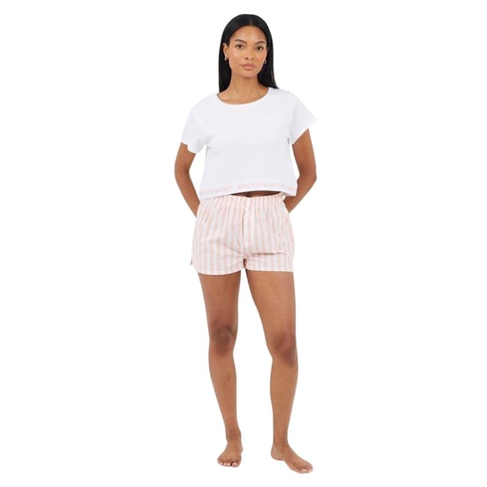 Brave Soul - "Weekend Mode" Schlafanzug mit Shorts für Damen (Weiß/Pfirsich) - Image 4