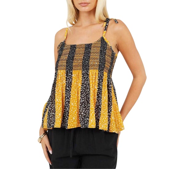 Brave Soul - Top für Damen, Gesmockt, Spaghetti-Träger (Gelb/Schwarz) - Image 2