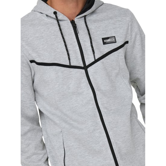 Only - Sweatjacke für Herren, mit Kapuze, Regulär (Hellgrau meliert) - Image 3